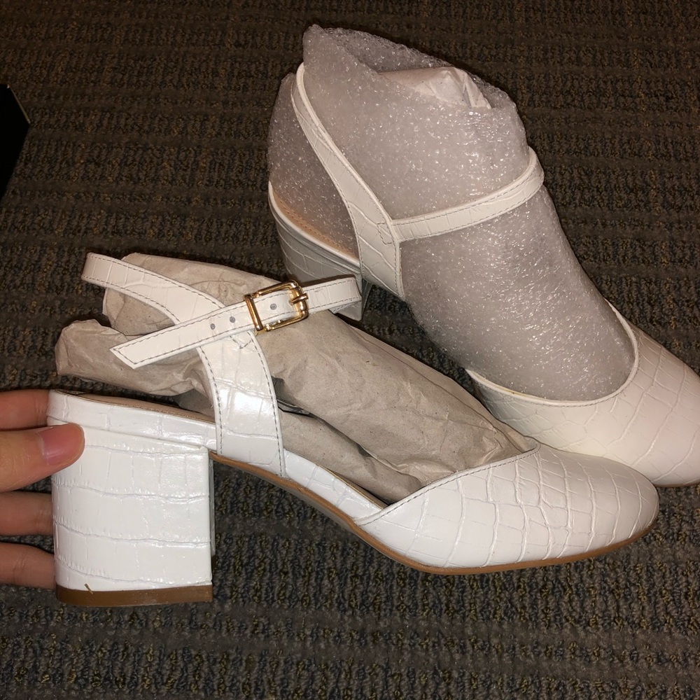 Dune London white-reptile open back mid block